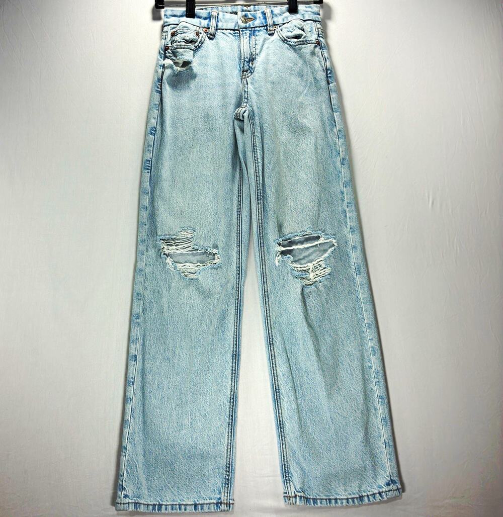 American Eagle Jeans Women’s Curvy Stovepipe High Rise Straight 000 Light Wash